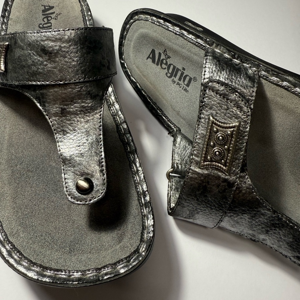 Alegria Women's Silver Sandals Size 41 /US 10-10.5 - Picture 3 of 7
